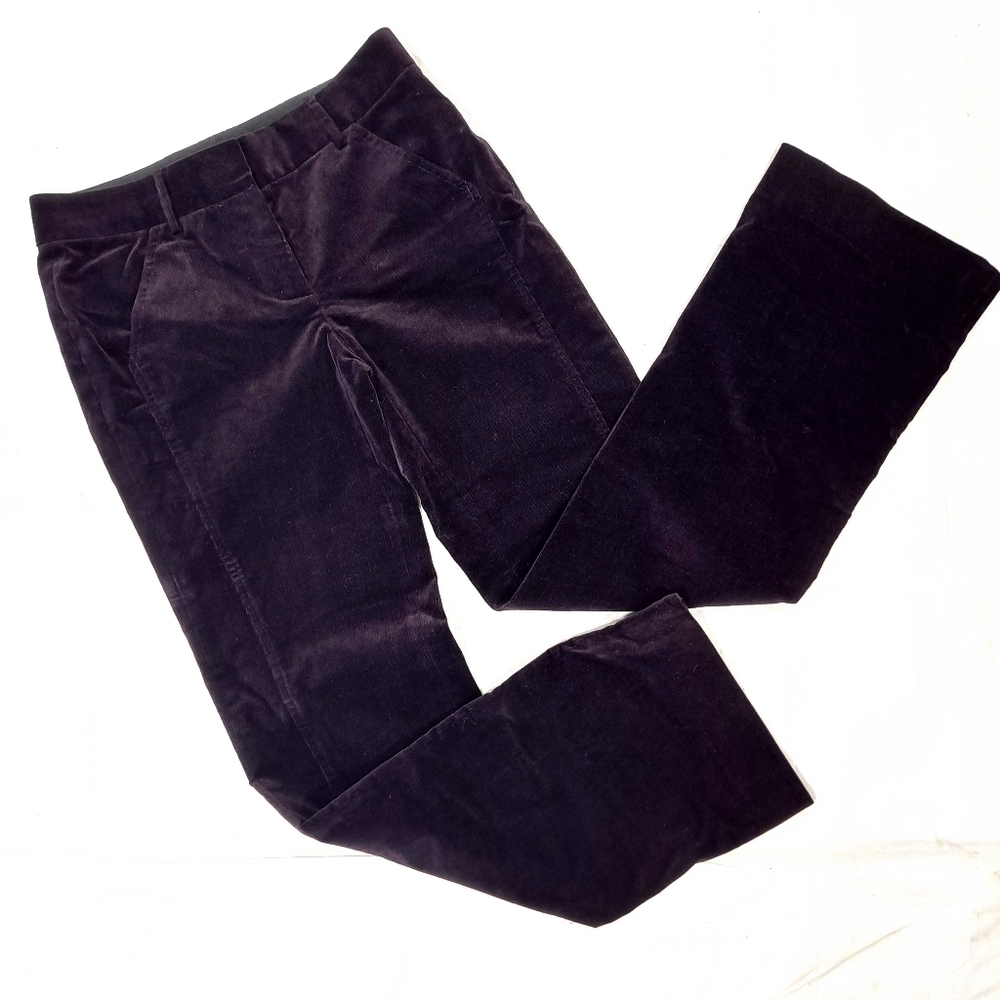 Charles Nolan Eggplant Velvet Plain Front Pants